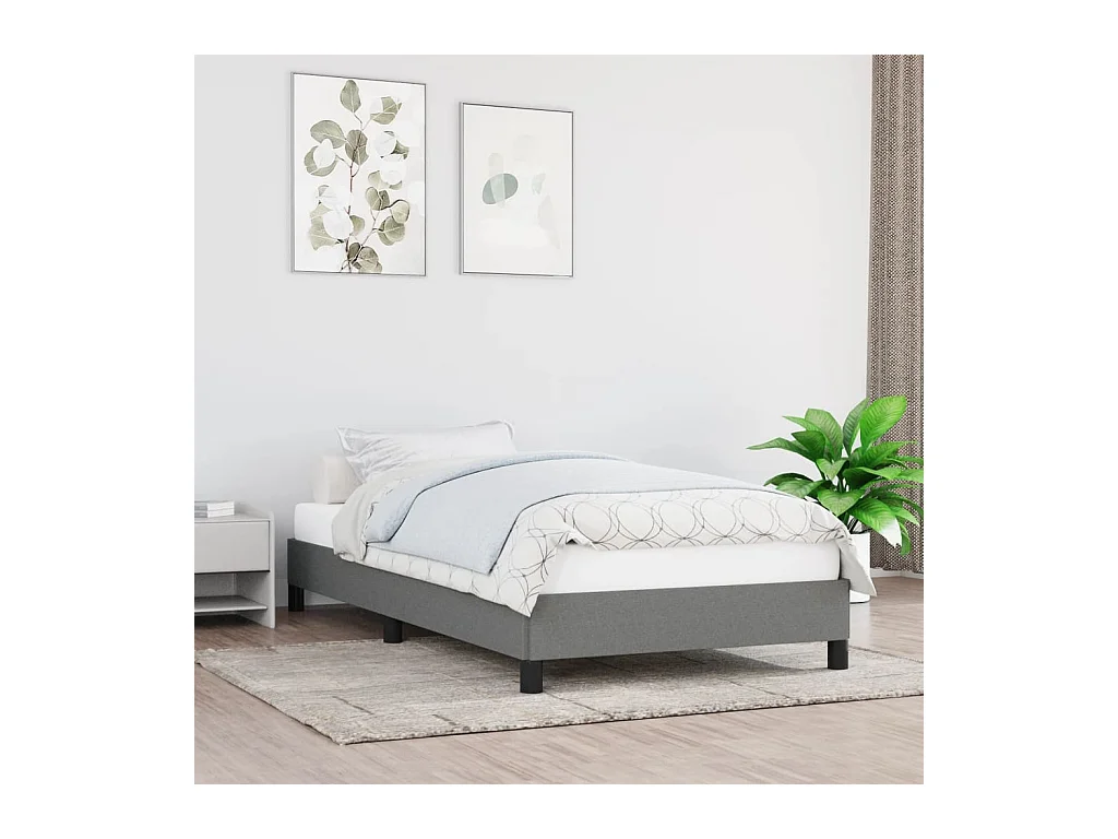 Lit simple | Lit adulte, enfant | Cadre de lit gris foncé 100x200 cm tissu