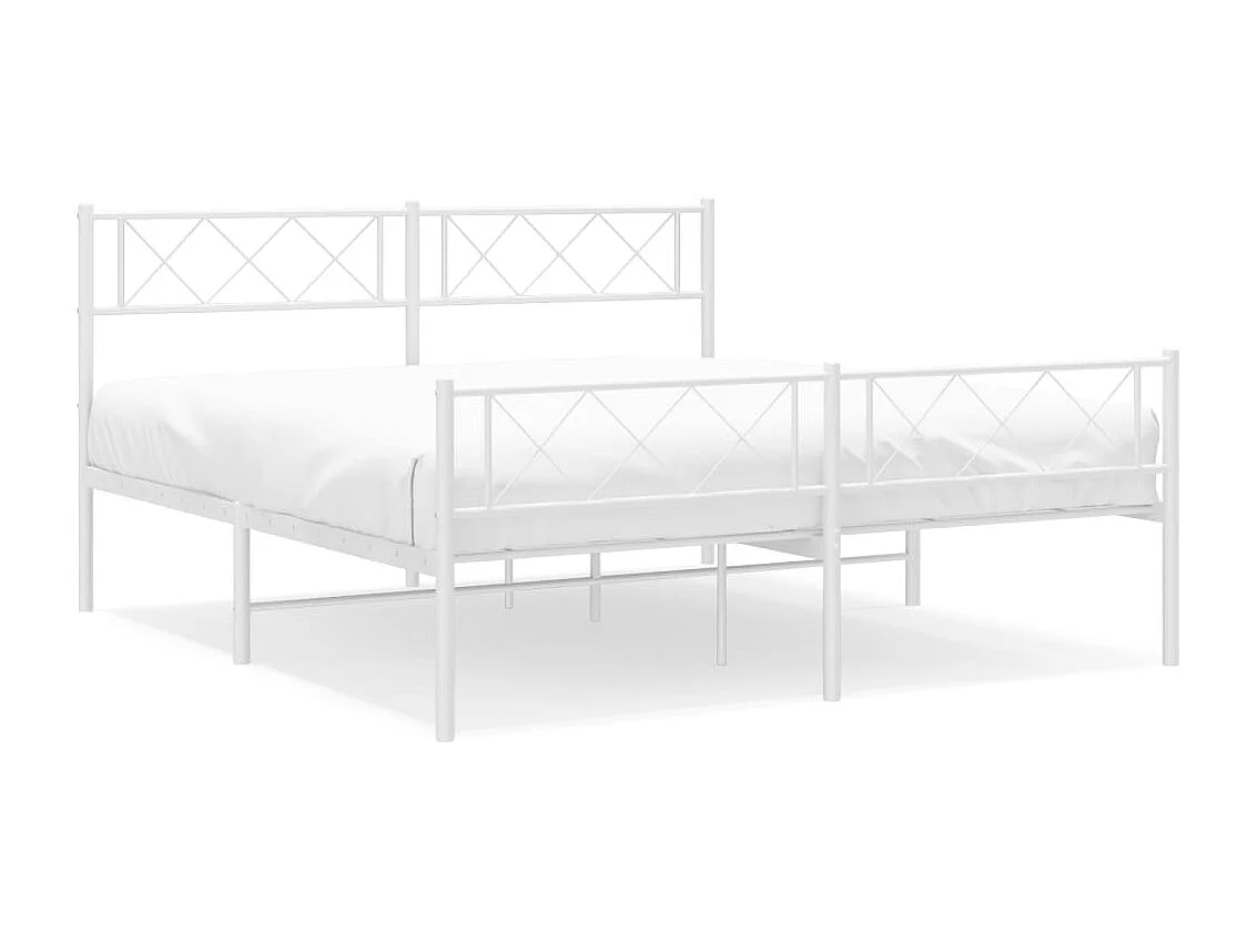 Lit simple | Lit adulte, enfant | Cadre de lit métal et pied de lit blanc 120x200 cm