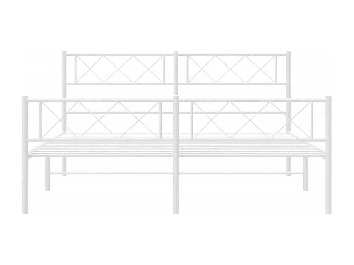 Lit simple | Lit adulte, enfant | Cadre de lit métal et pied de lit blanc 120x200 cm