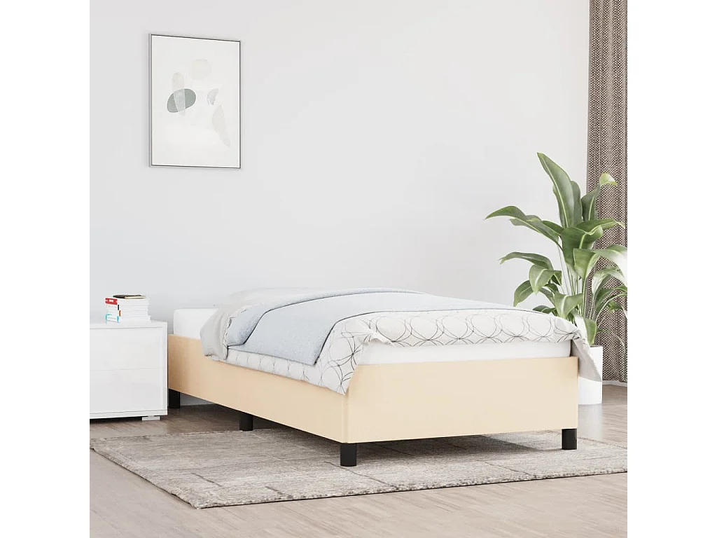 Lit simple | Lit adulte, enfant | Cadre de lit crème 80x200 cm tissu
