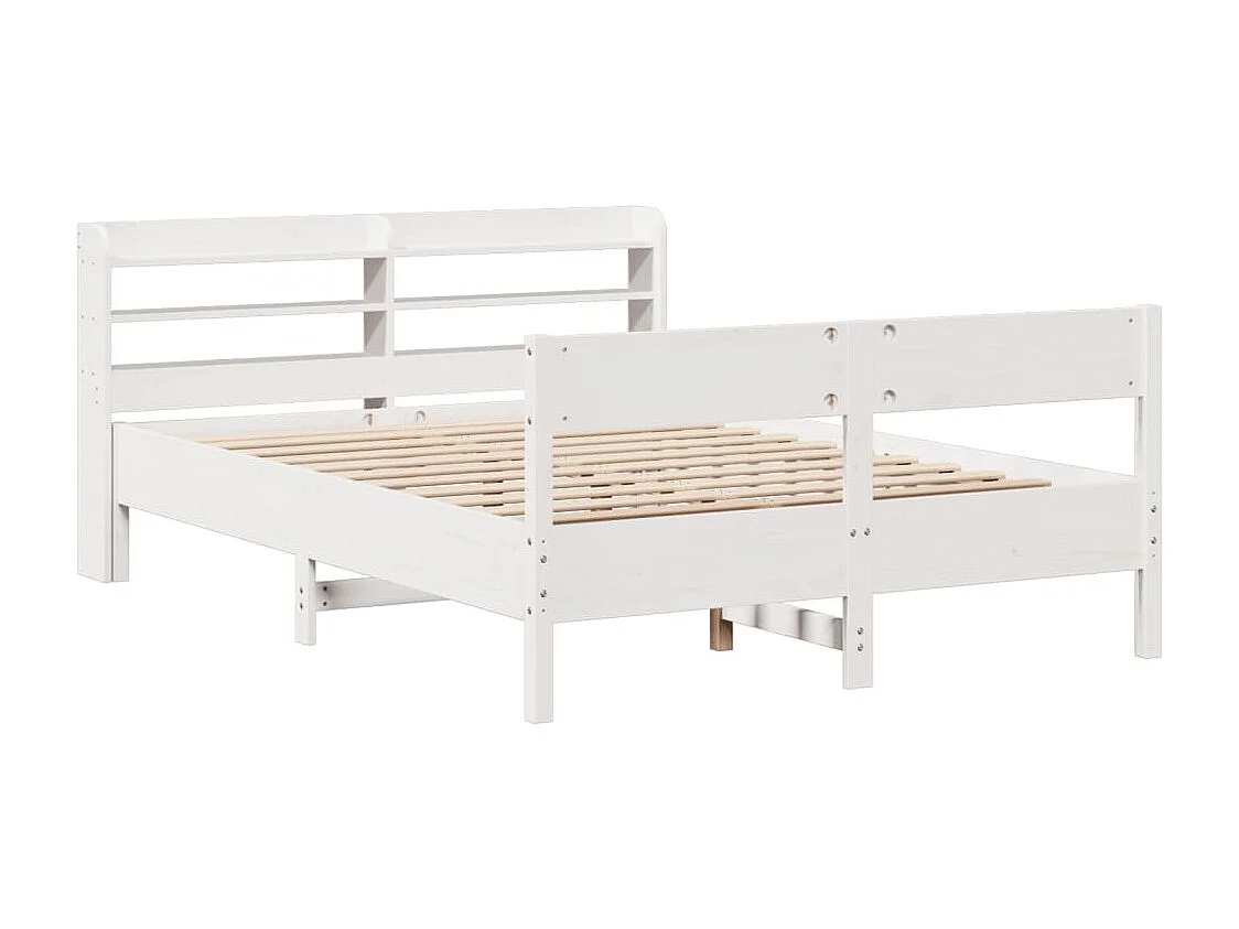 Letto matrimoniale | Giroletto | Struttura del letto senza Materasso Bianco 135x190 cm Legno Massello di Pino