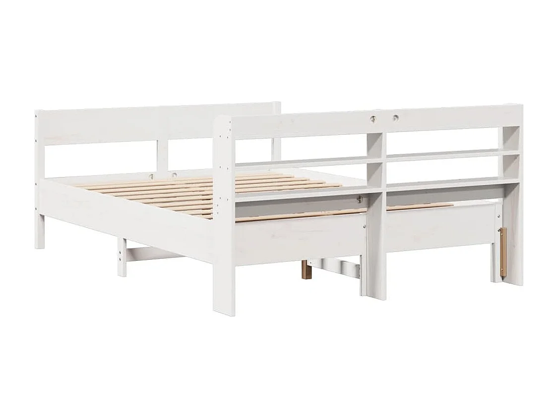 Letto matrimoniale | Giroletto | Struttura del letto senza Materasso Bianco 135x190 cm Legno Massello di Pino