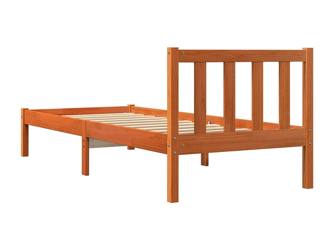 Lit simple | Lit adulte, enfant | Cadre de lit cire marron 75x190 cm bois pin massif