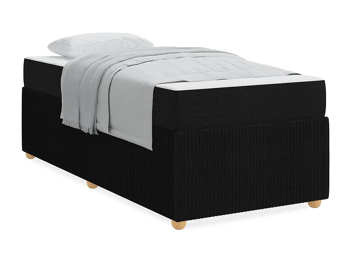 Bedframe | Eenpersoonsbed met matras Zwart 100x200 cm Stof