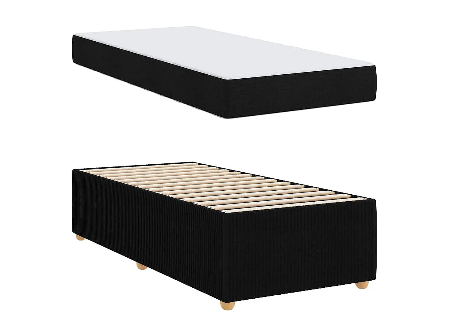 Bedframe | Eenpersoonsbed met matras Zwart 100x200 cm Stof