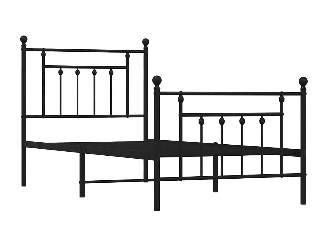 Lit simple | Lit adulte, enfant | Cadre de lit métal avec pied de lit noir 90x200 cm