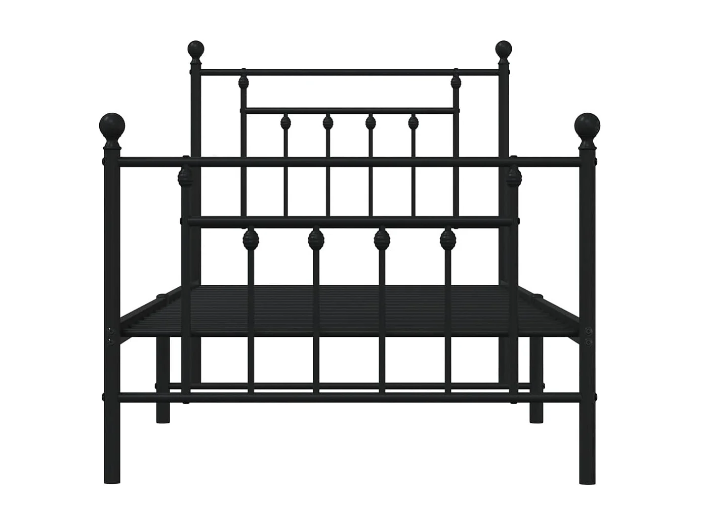 Lit simple | Lit adulte, enfant | Cadre de lit métal avec pied de lit noir 90x200 cm