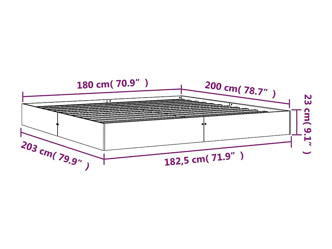 Lit double | Lit adulte | Cadre de lit cire marron 180x200cm bois pin massif