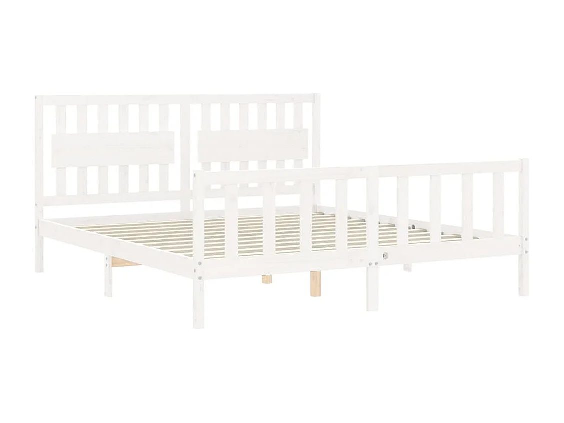 Lit double | Lit adulte | Cadre de lit blanc bois massif de pin 180x200 cm