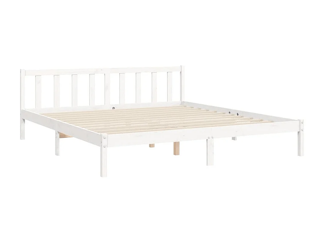 Lit double | Lit adulte | Cadre de lit blanc bois massif de pin 180x200 cm