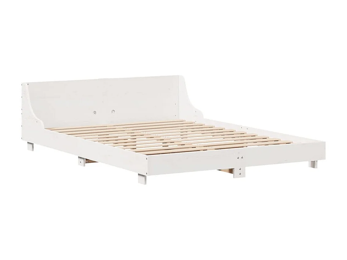 Lit double | Lit adulte | Cadre de lit blanc 160x200 cm bois de pin massif