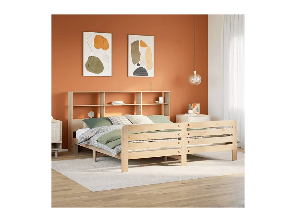 Letto per adulti | Letto matrimoniale | Giroletto senza Materasso 180x200 cm in Legno Massello di Pino