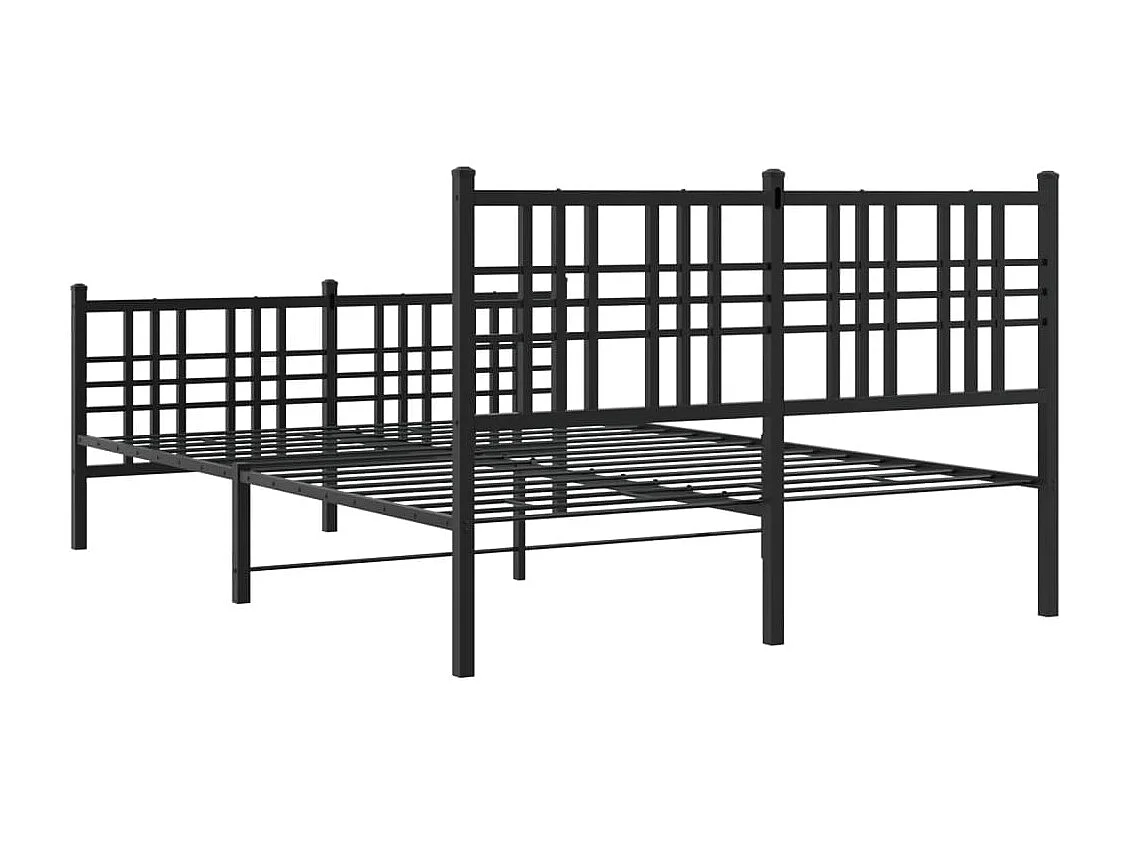 Lit double | Lit adulte | Cadre de lit métal avec pied de lit noir 137x190cm