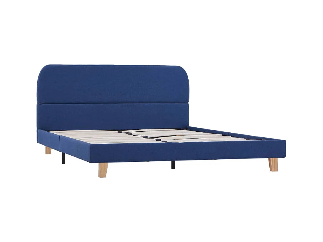 Lit double | Lit adulte | Cadre de lit bleu tissu 140x200 cm