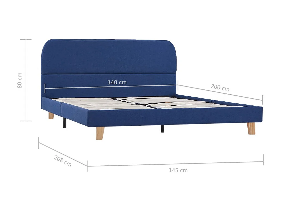Lit double | Lit adulte | Cadre de lit bleu tissu 140x200 cm