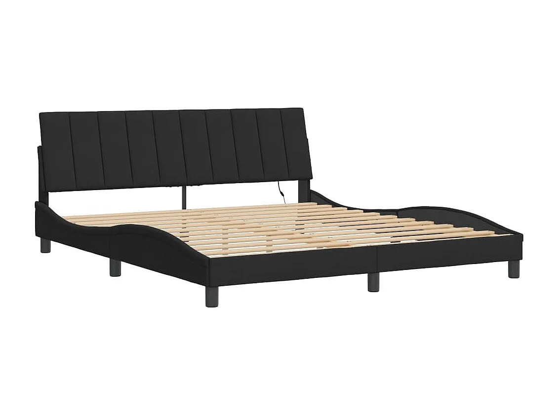 Lit double | Lit adulte | Cadre de lit avec LED noir 180x200 cm velours