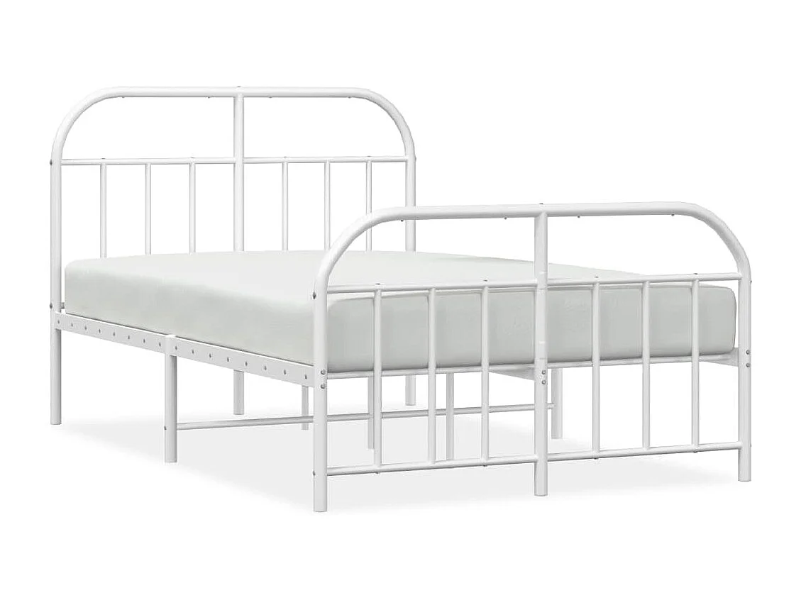 Lit simple | Lit adulte, enfant | Cadre de lit métal et pied de lit blanc 120x200 cm