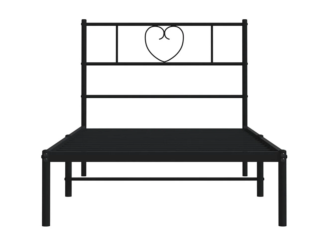 Lit simple | Lit adulte, enfant | Cadre de lit métal avec tête de lit noir 90x200 cm