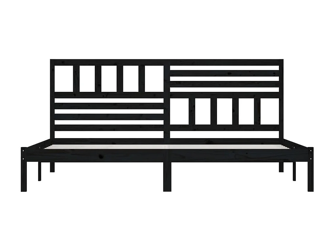 Lit double | Lit adulte | Cadre de lit noir bois massif de pin 200x200 cm