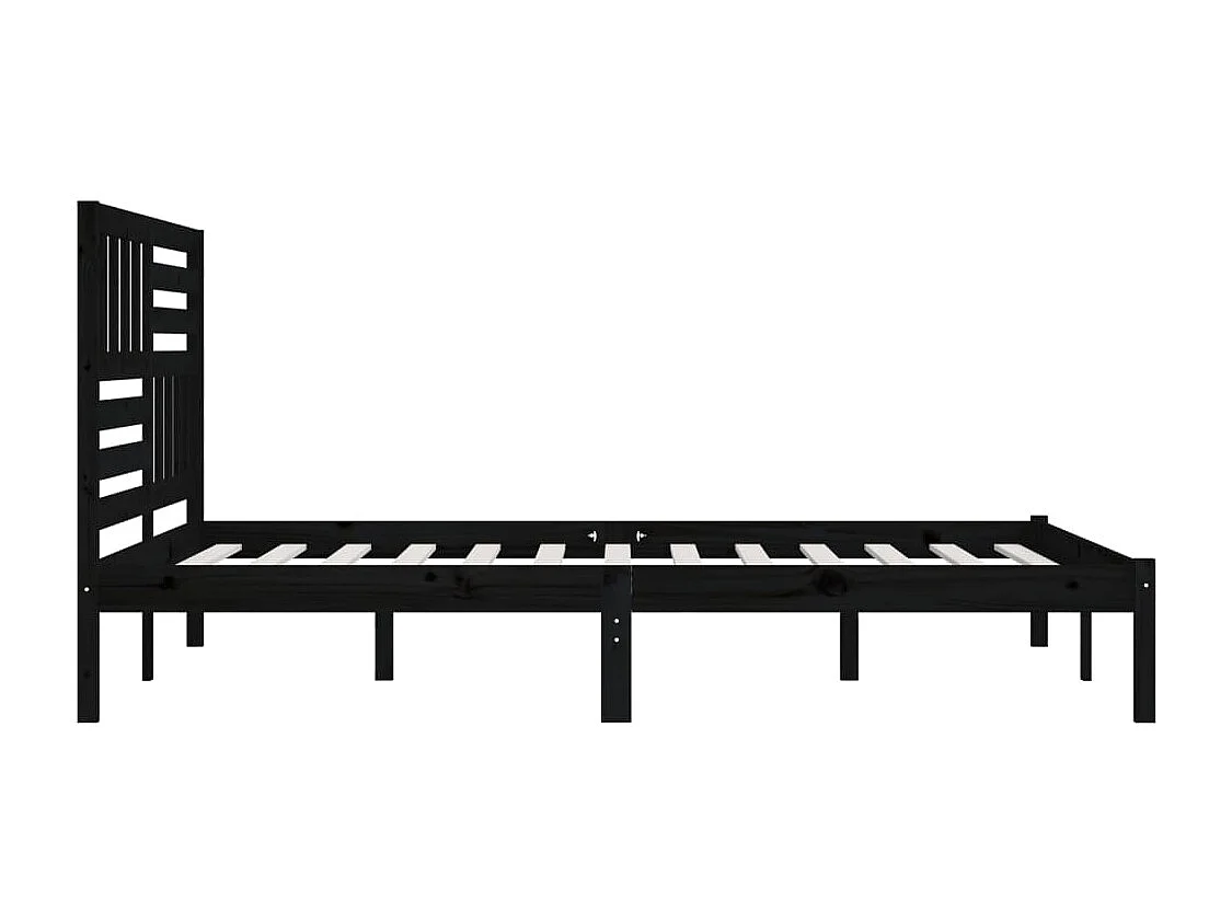 Lit double | Lit adulte | Cadre de lit noir bois massif de pin 200x200 cm