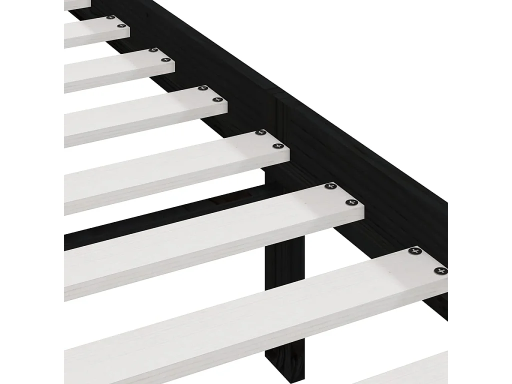Lit double | Lit adulte | Cadre de lit noir bois massif de pin 200x200 cm