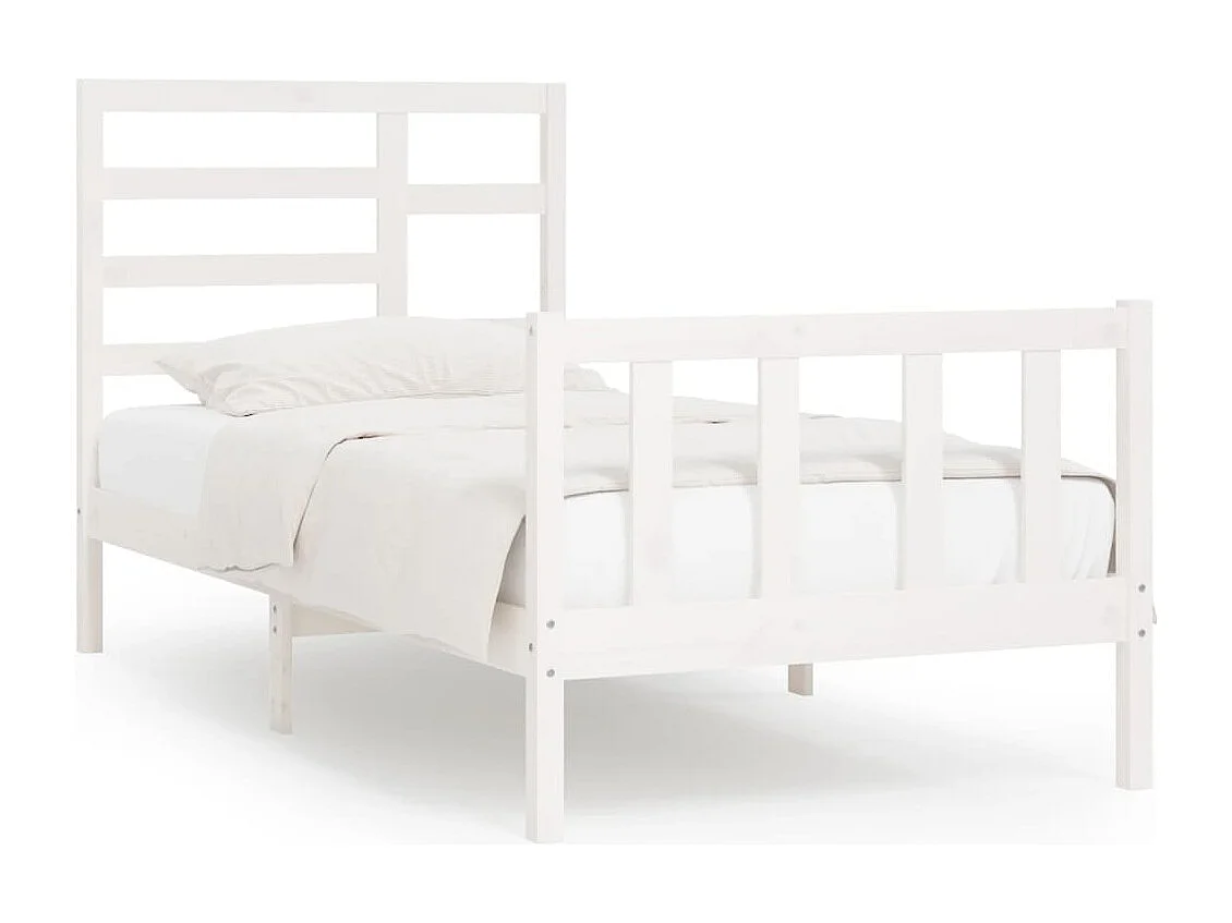 Lit simple | Lit adulte, enfant | Cadre de lit blanc 100x200 cm bois de pin massif