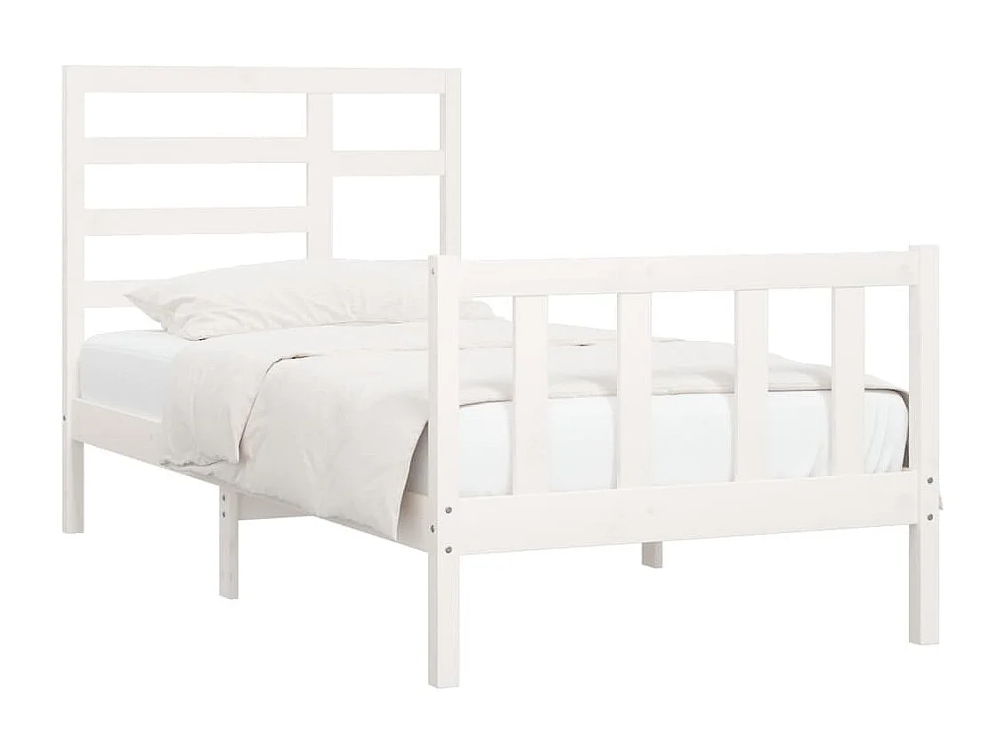 Lit simple | Lit adulte, enfant | Cadre de lit blanc 100x200 cm bois de pin massif