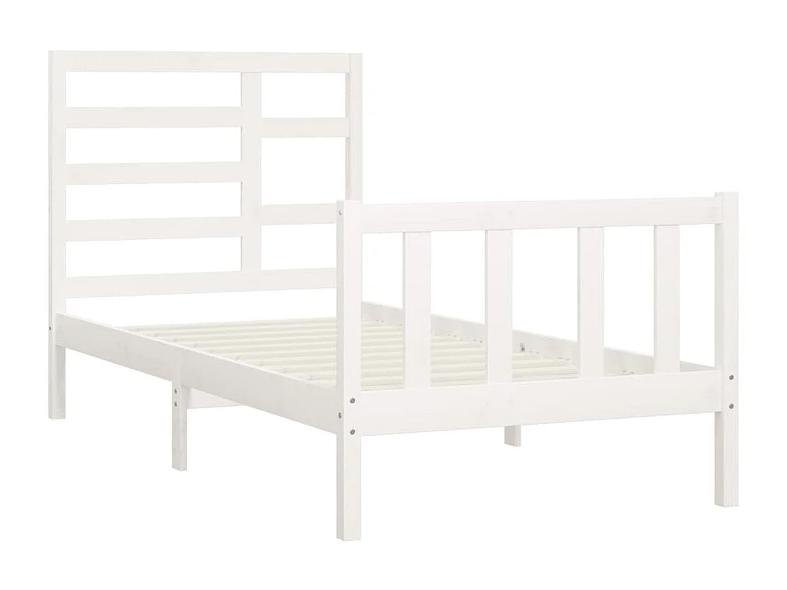 Lit simple | Lit adulte, enfant | Cadre de lit blanc 100x200 cm bois de pin massif