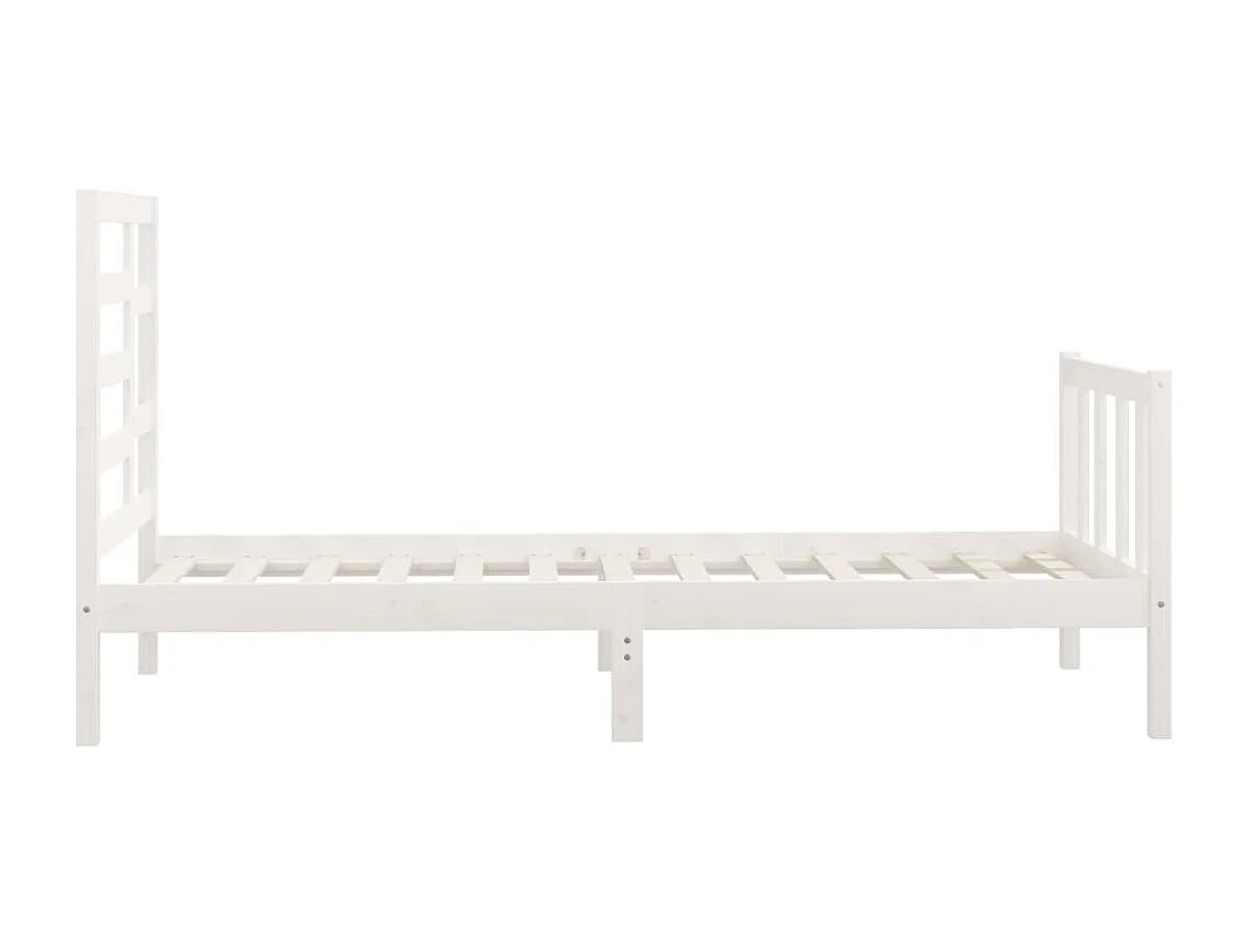 Lit simple | Lit adulte, enfant | Cadre de lit blanc 100x200 cm bois de pin massif