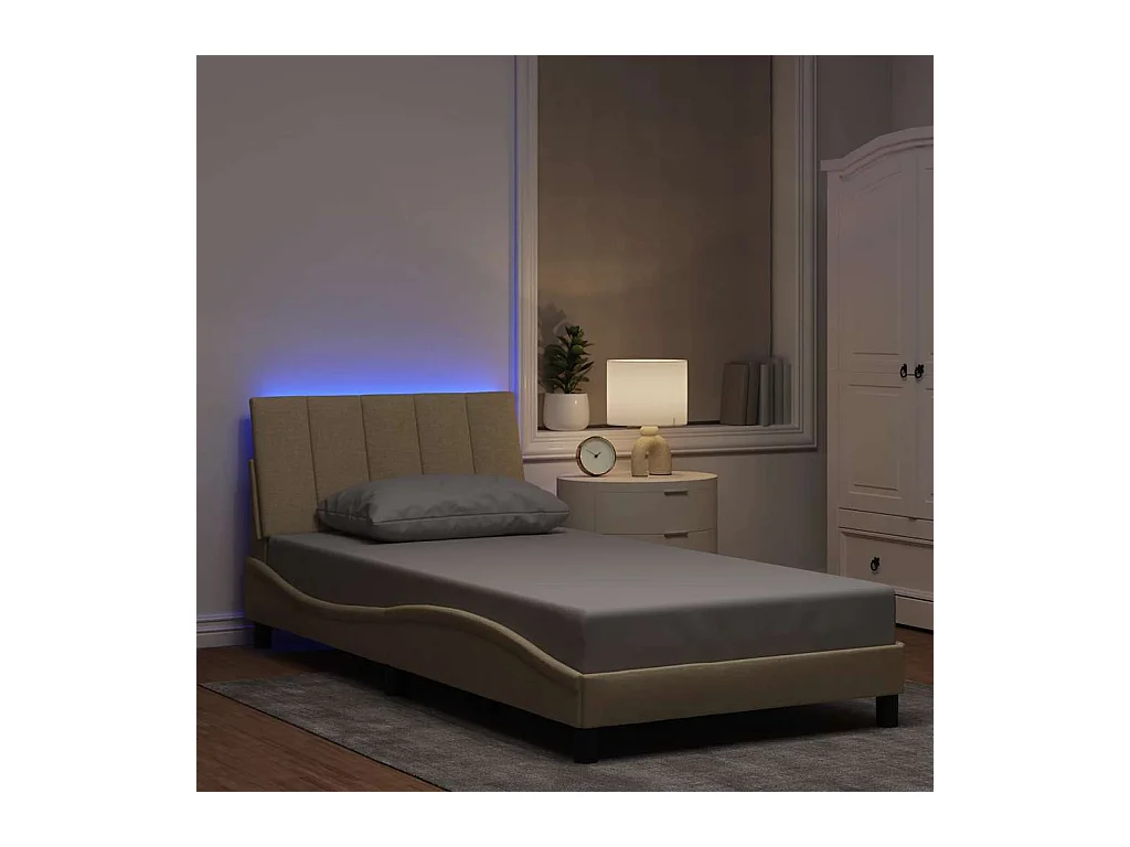 Letto per adulti | Letto singolo | Giroletto senza Materasso Hanko Crema 100x200 cm in Tessuto