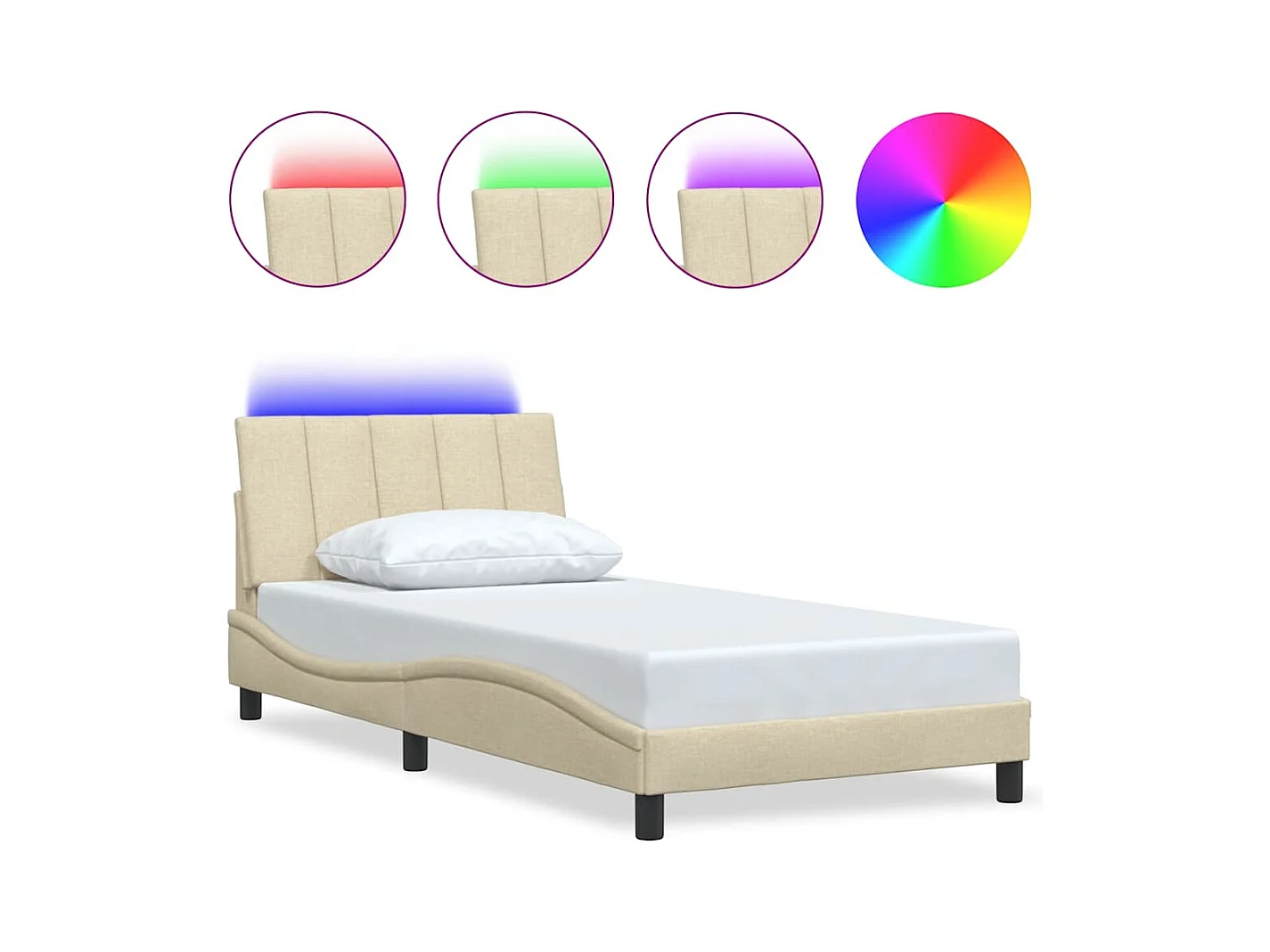 Letto per adulti | Letto singolo | Giroletto senza Materasso Hanko Crema 100x200 cm in Tessuto