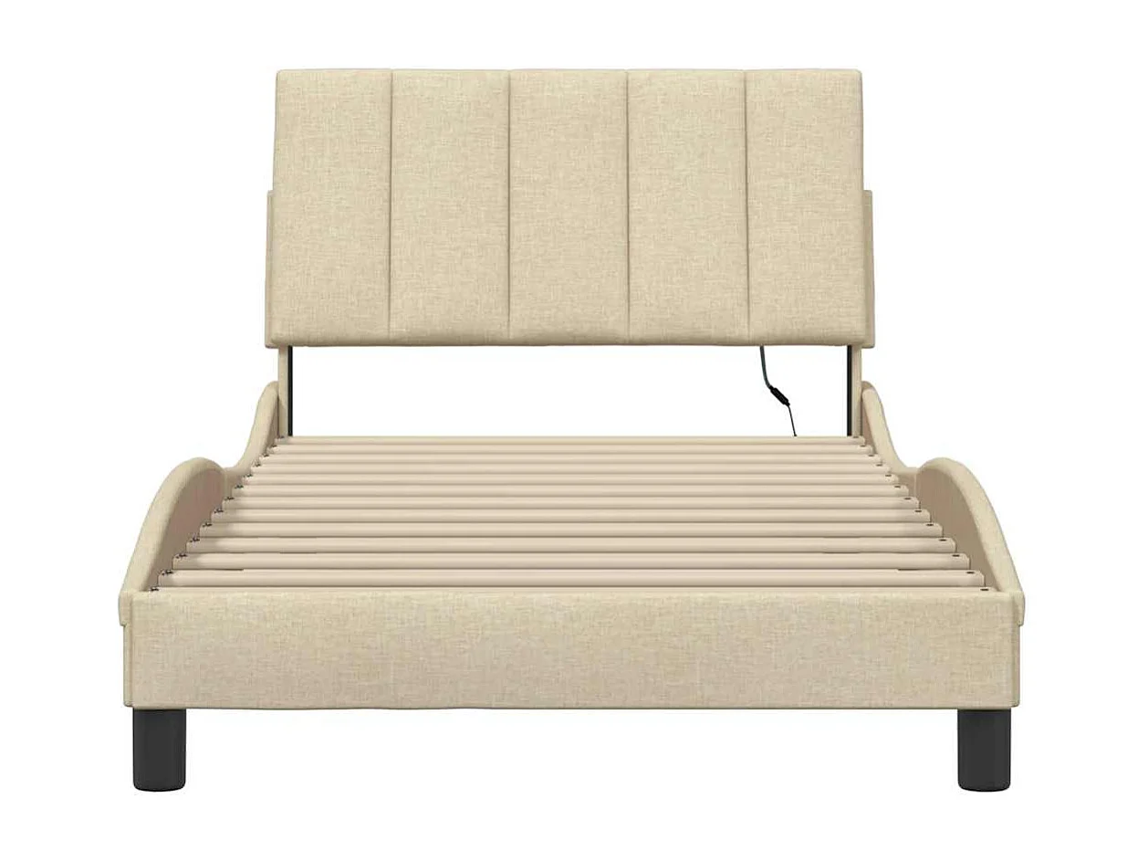Letto per adulti | Letto singolo | Giroletto senza Materasso Hanko Crema 100x200 cm in Tessuto