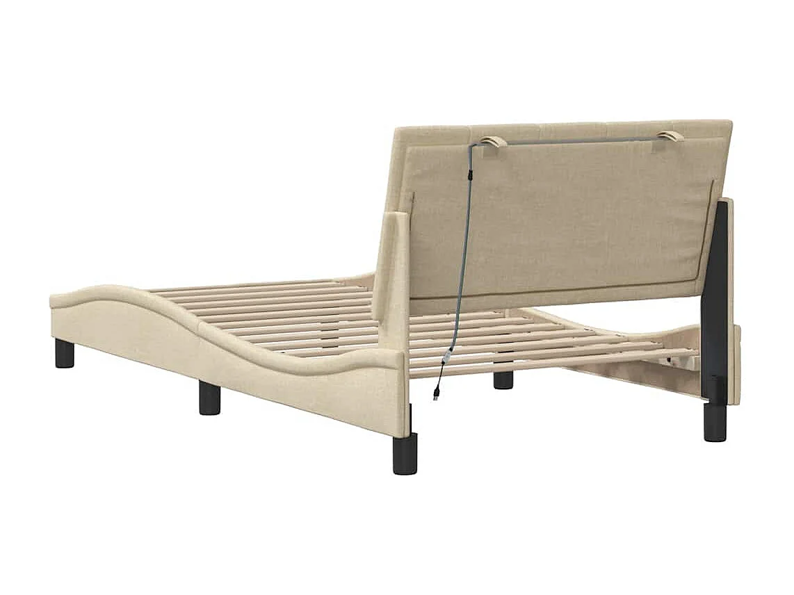 Letto per adulti | Letto singolo | Giroletto senza Materasso Hanko Crema 100x200 cm in Tessuto