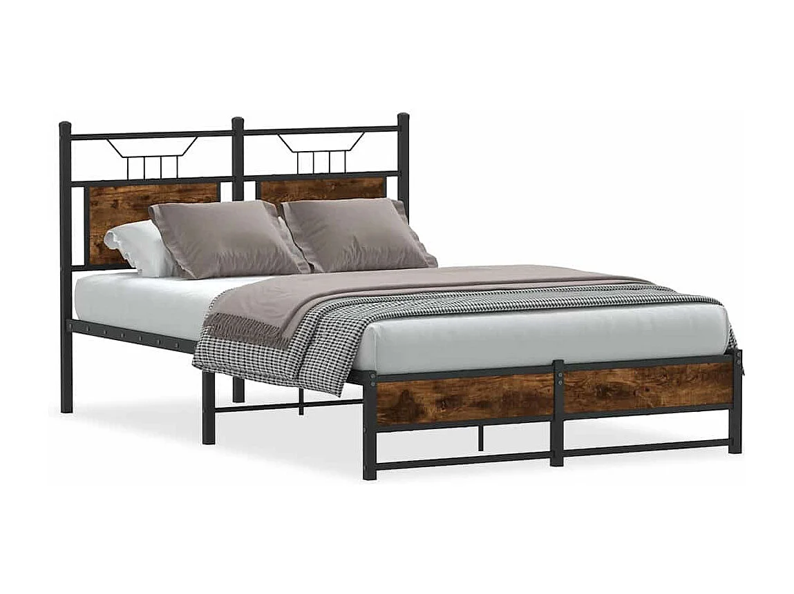 Letto per adulti | Letto singolo | Giroletto senza Materasso Rovere Fumo 120x200 cm in Truciolato