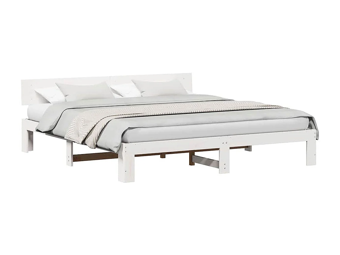 Lit double | Lit adulte | Cadre de lit Blanc 180x200 cm Bois de pin massif