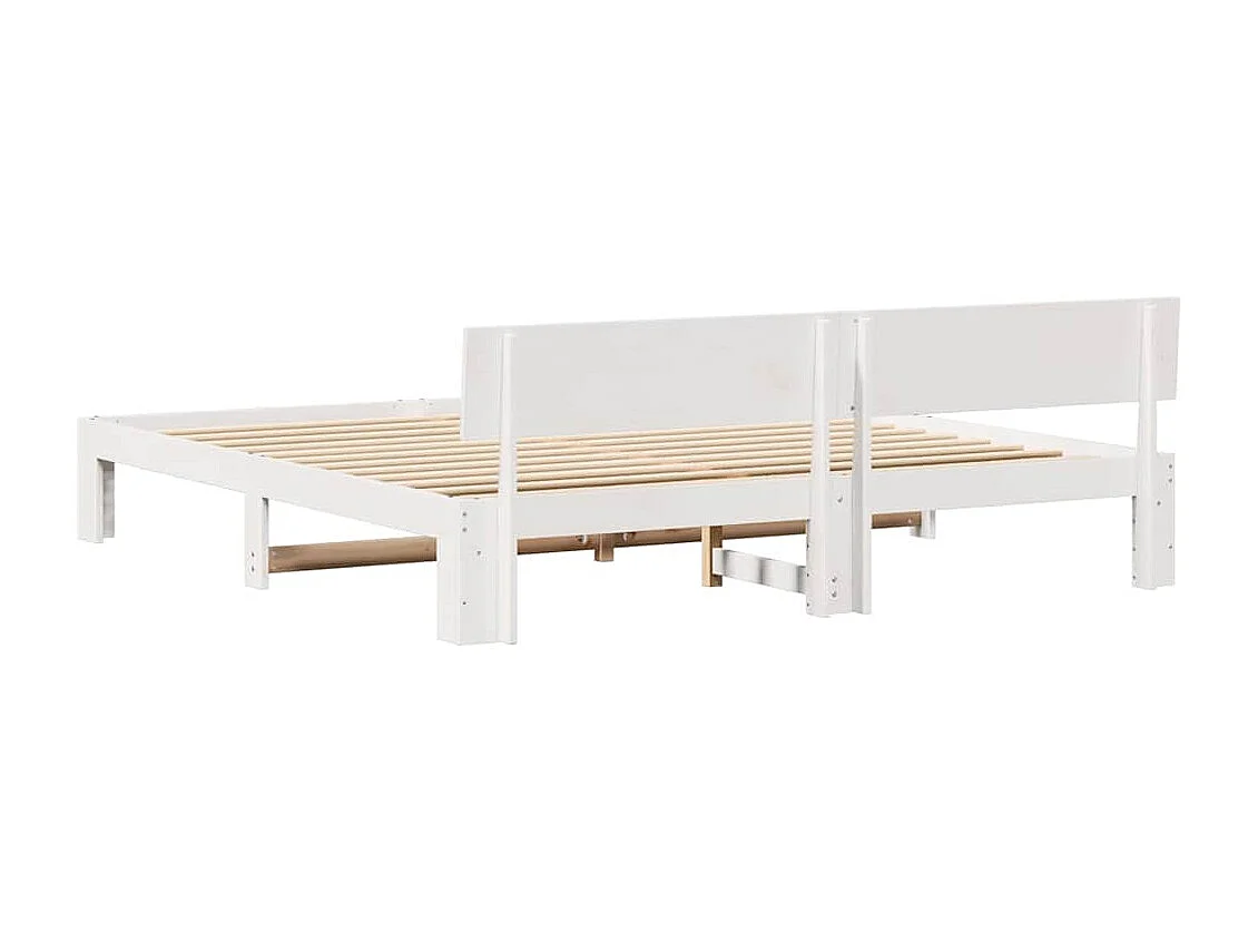 Lit double | Lit adulte | Cadre de lit Blanc 180x200 cm Bois de pin massif