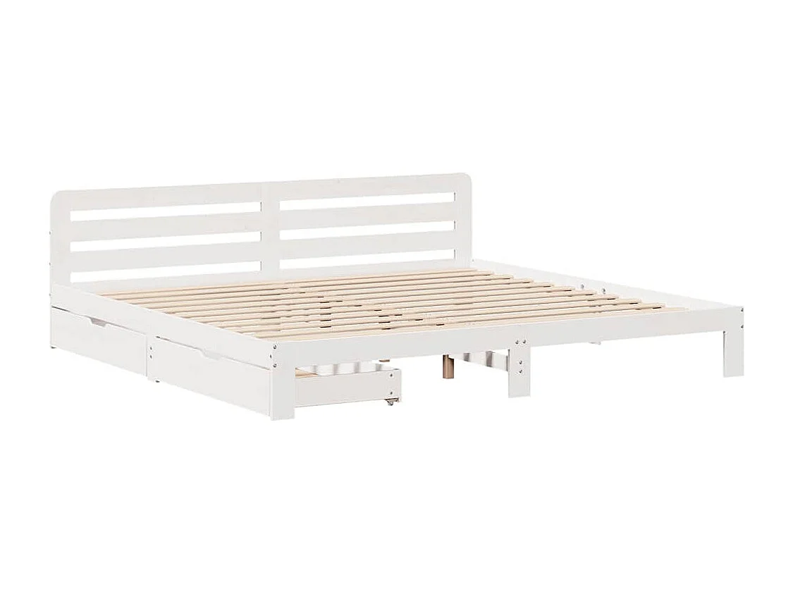 Letto per adulti | Letto matrimoniale | Giroletto senza Materasso Bianco 180x200 cm Legno Massello Pino