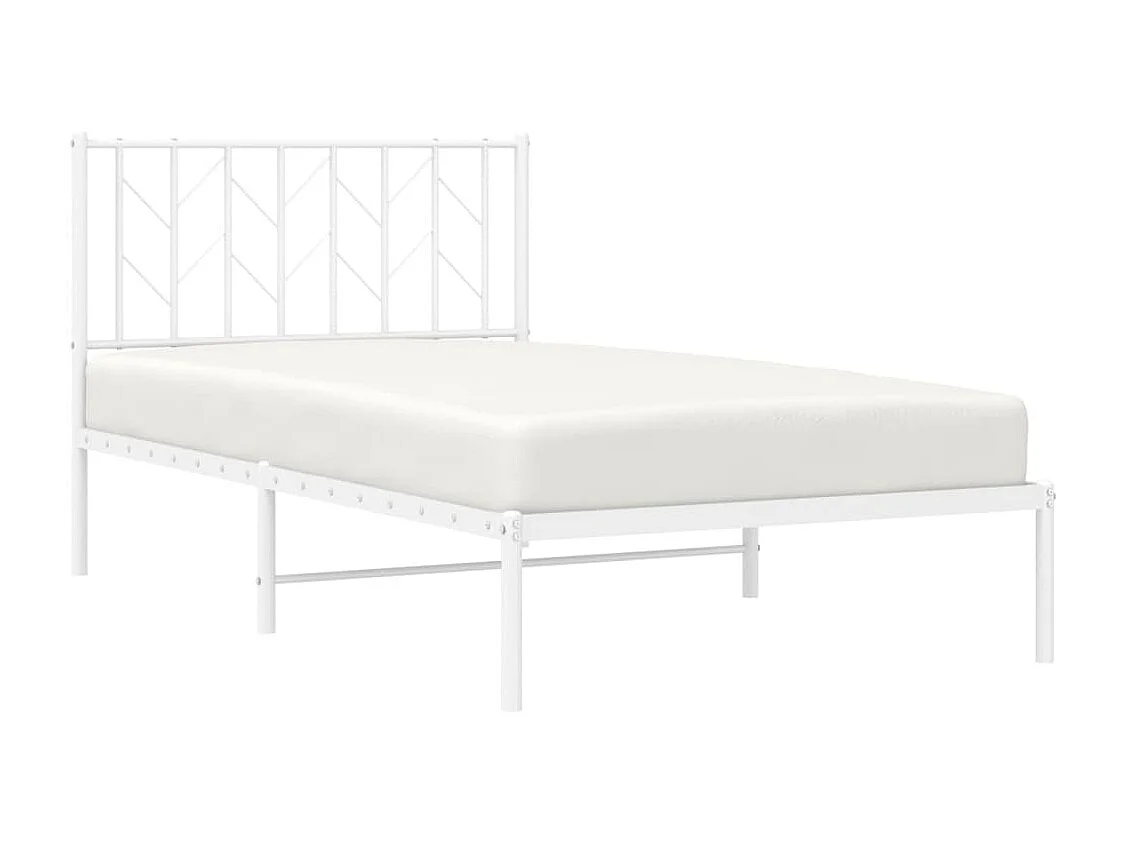 Lit simple | Lit adulte, enfant | Cadre de lit métal et tête de lit blanc 100x190 cm