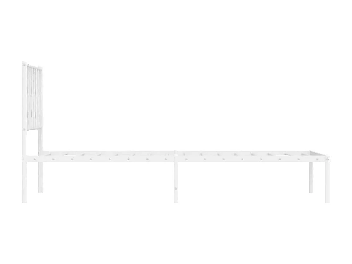 Lit simple | Lit adulte, enfant | Cadre de lit métal et tête de lit blanc 100x190 cm