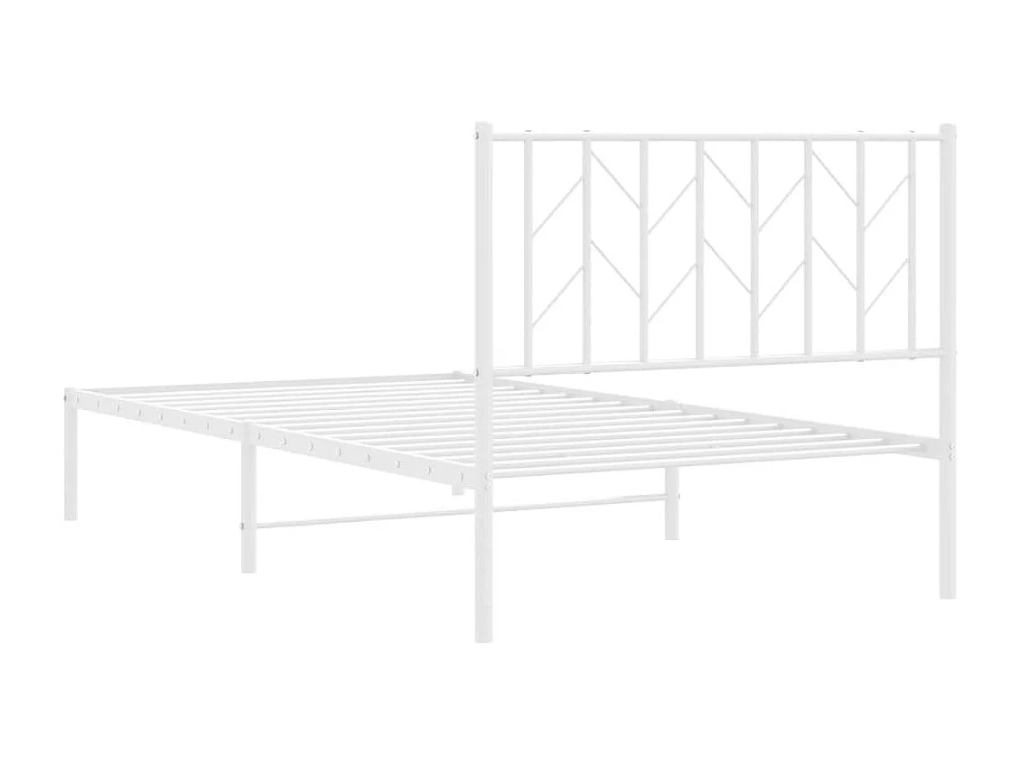Lit simple | Lit adulte, enfant | Cadre de lit métal et tête de lit blanc 100x190 cm