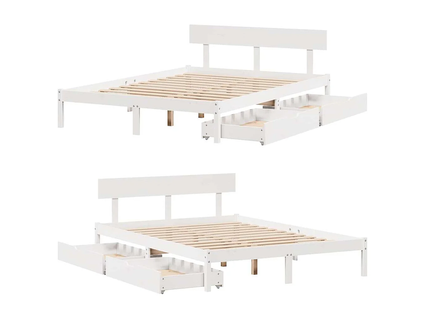 Lit double | Lit adulte | Cadre de lit blanc 140x200 cm bois de pin massif