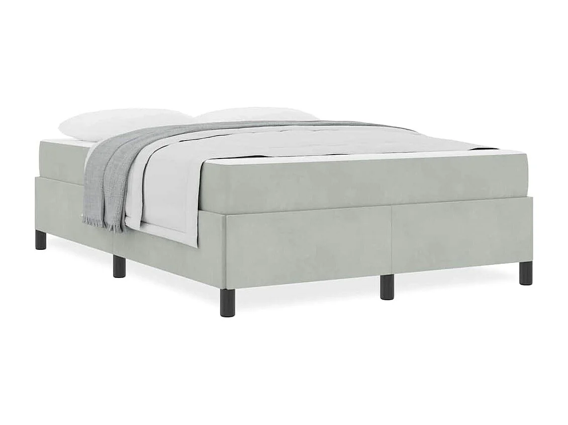 Lit double | Lit adulte | Cadre de lit Gris clair gris et blanc 140x200 cm Velours