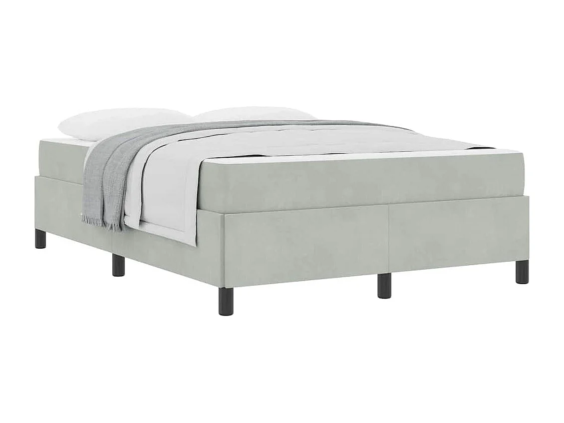 Lit double | Lit adulte | Cadre de lit Gris clair gris et blanc 140x200 cm Velours