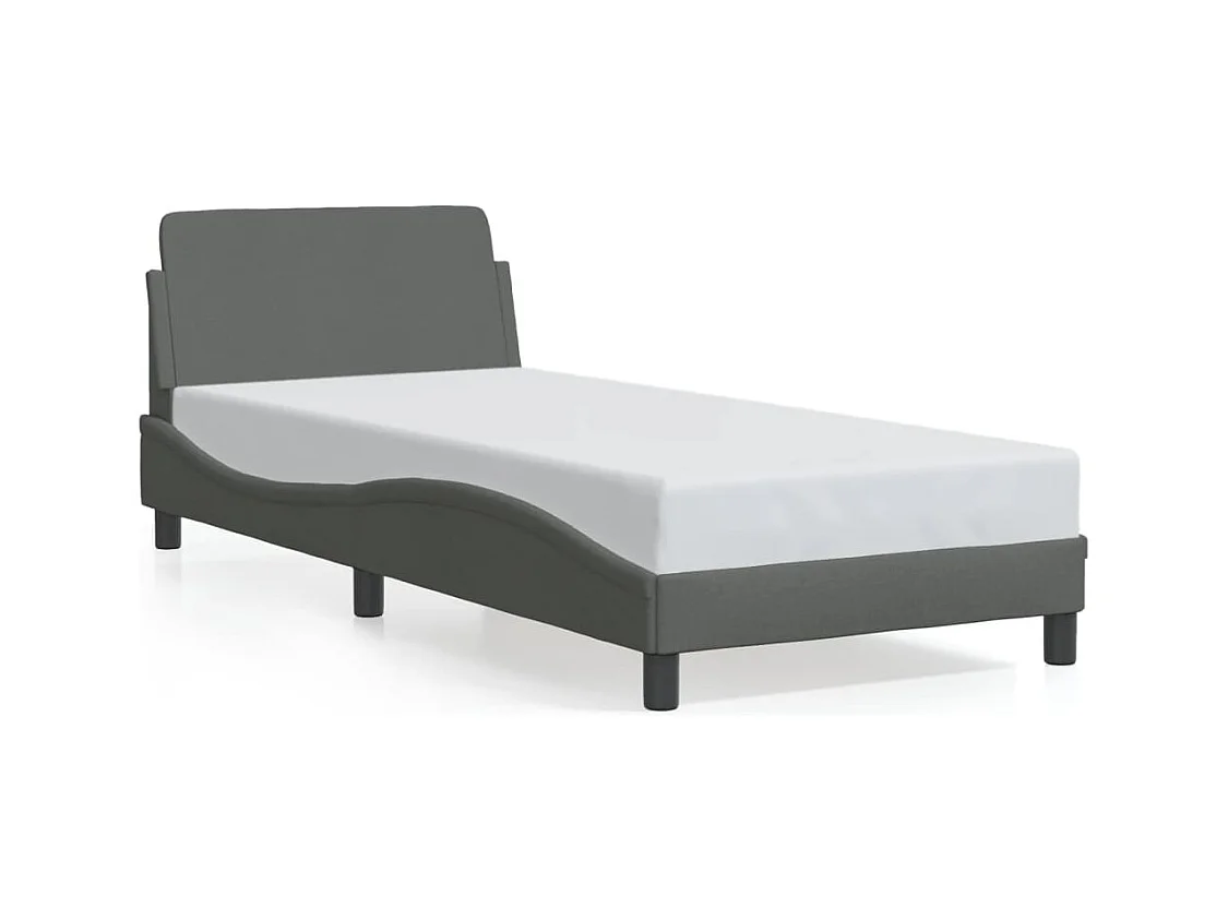 Lit simple | Lit adulte, enfant | Cadre de lit gris foncé 90x190 cm tissu