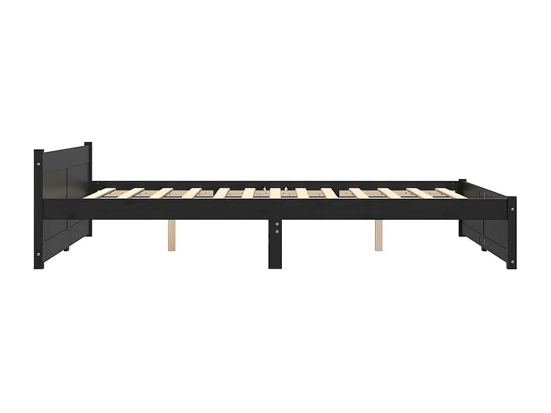 Lit double | Lit adulte | Cadre de lit noir bois massif 135x190 cm