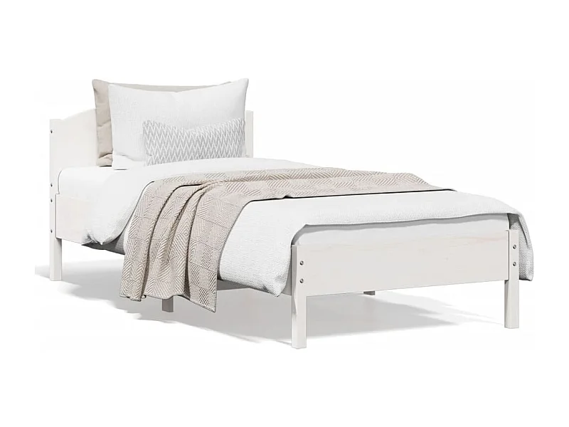 Lit simple | Lit adulte, enfant | Cadre de lit blanc 100x200 cm bois de pin massif