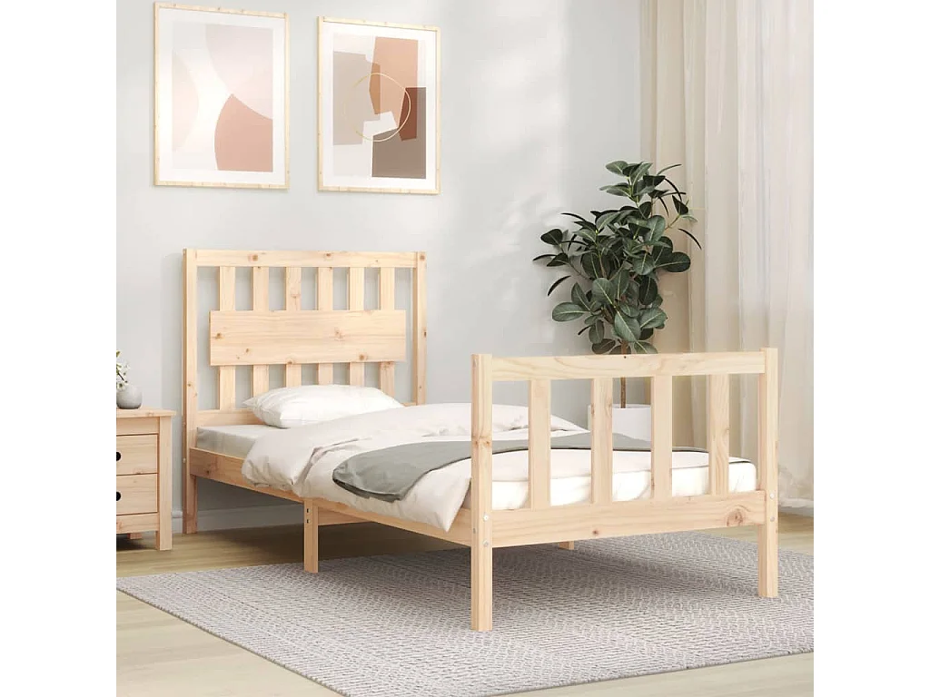 Lit simple | Lit adulte, enfant | Cadre de lit bois de pin massif 90x190 cm