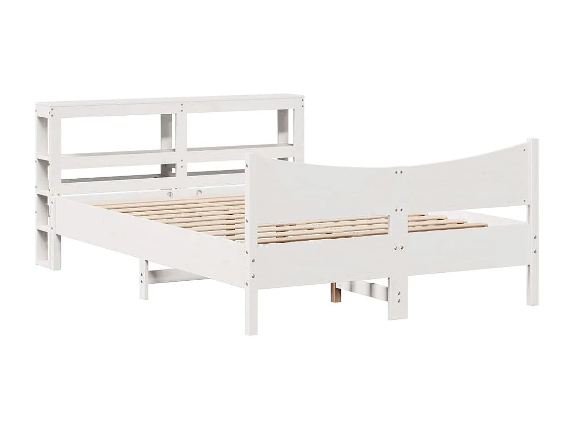 Lit simple | Lit adulte, enfant | Cadre de lit avec tête de lit blanc 120x190 cm bois pin massif
