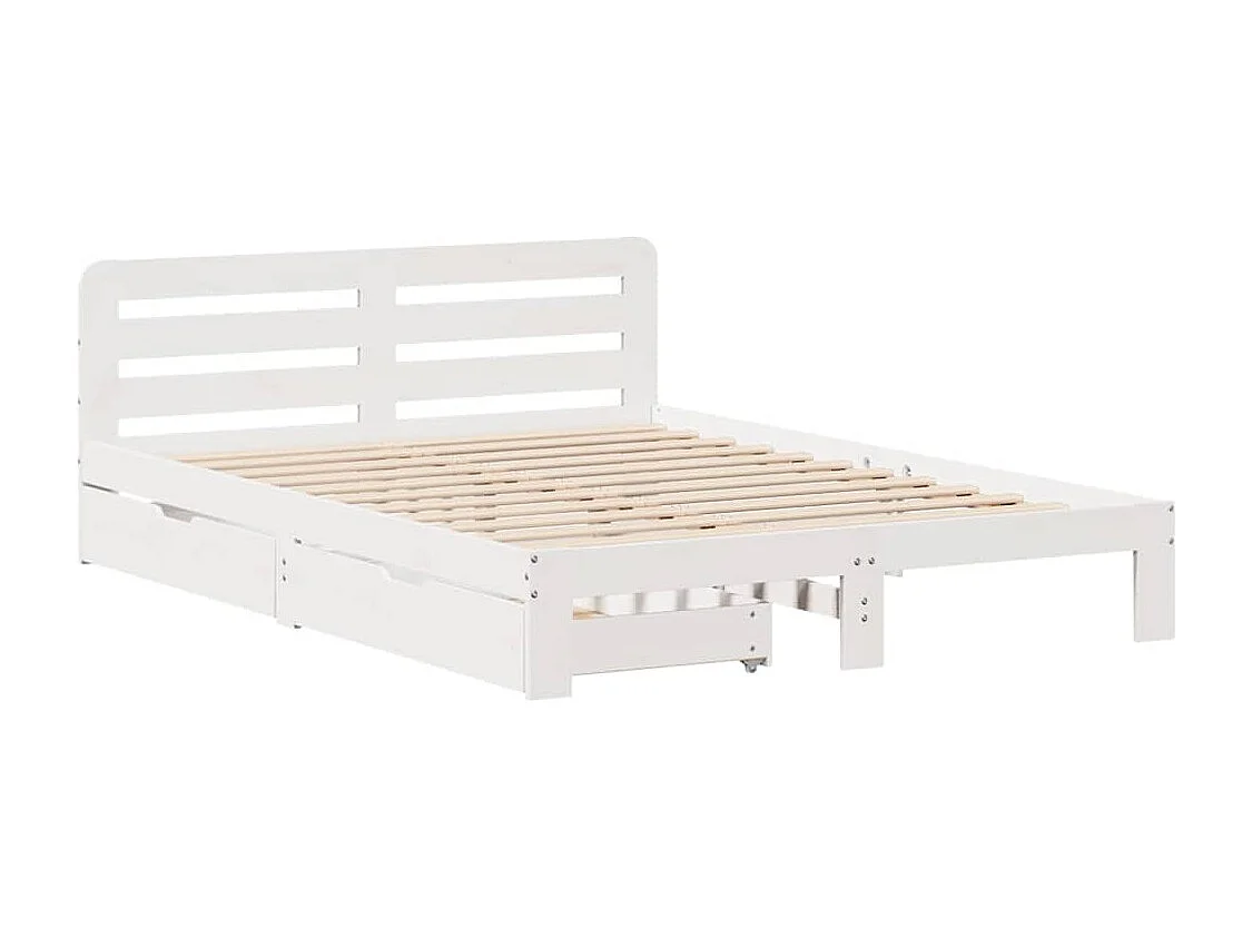Letto matrimoniale | Giroletto | Struttura del letto senza Materasso Bianco 135x190 cm Legno Massello di Pino