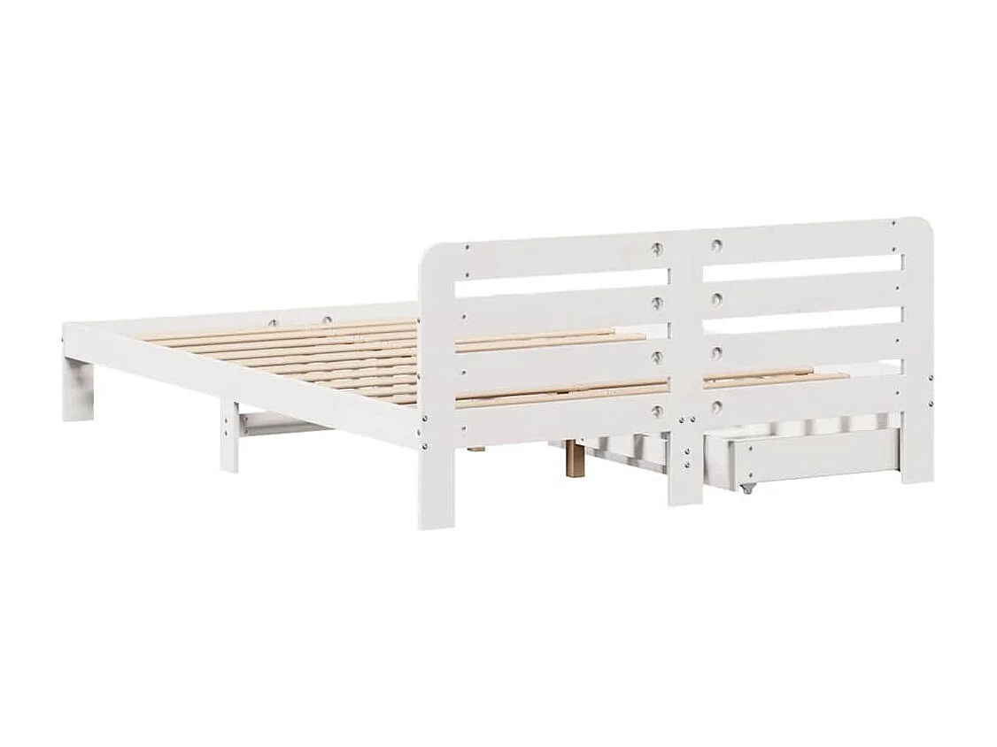 Letto matrimoniale | Giroletto | Struttura del letto senza Materasso Bianco 135x190 cm Legno Massello di Pino